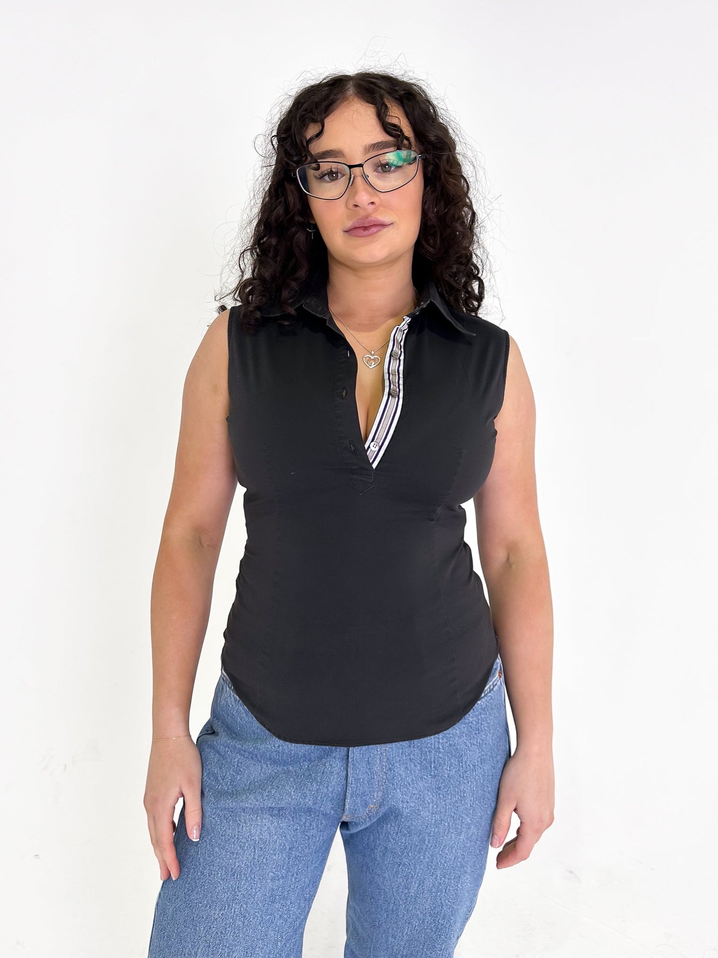 Vintage 00's Black Tank Top - M - Playground Vintage