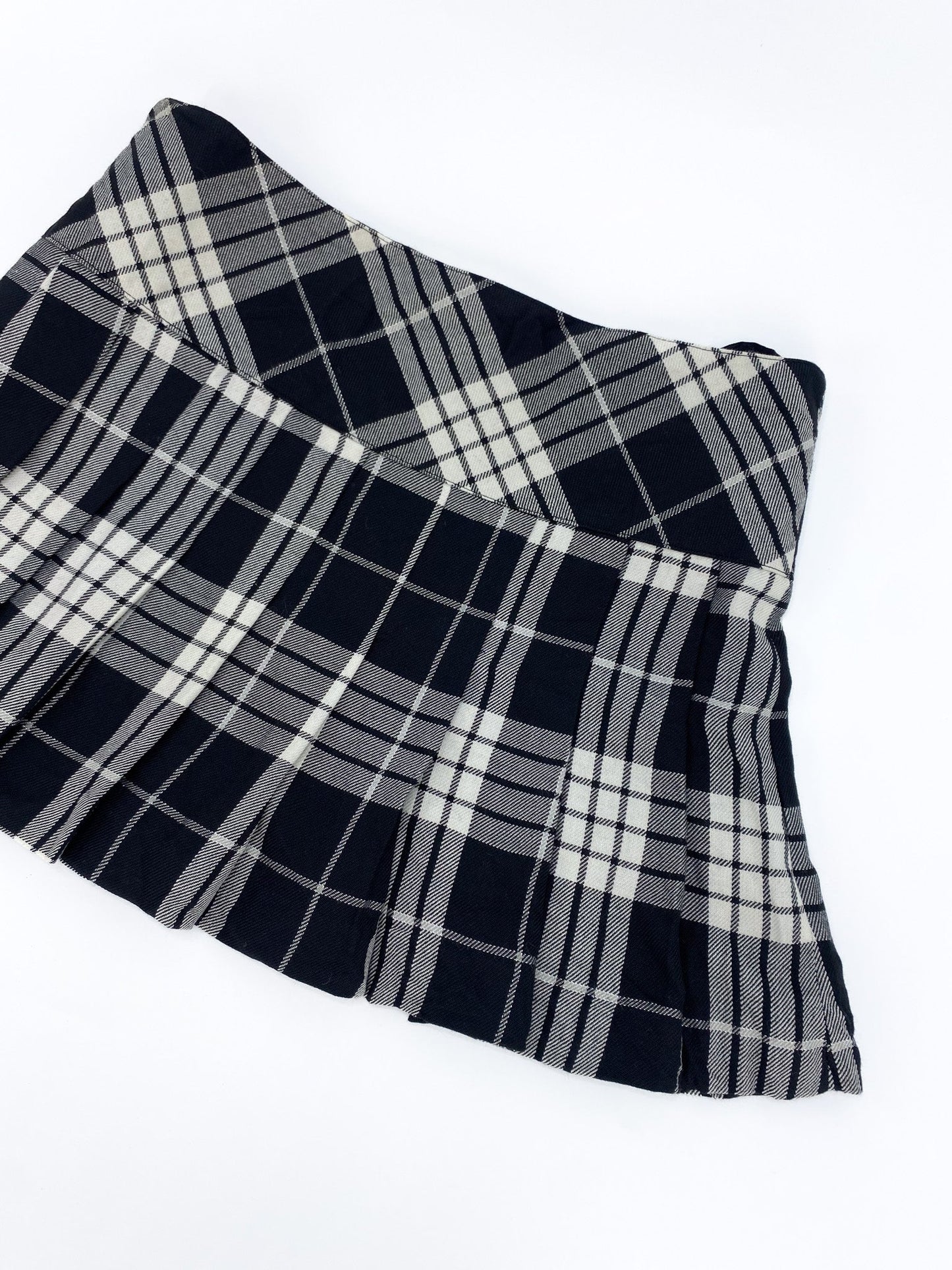 Vintage 00's Black/White Tartan Mini Skirt - XS - Playground Vintage
