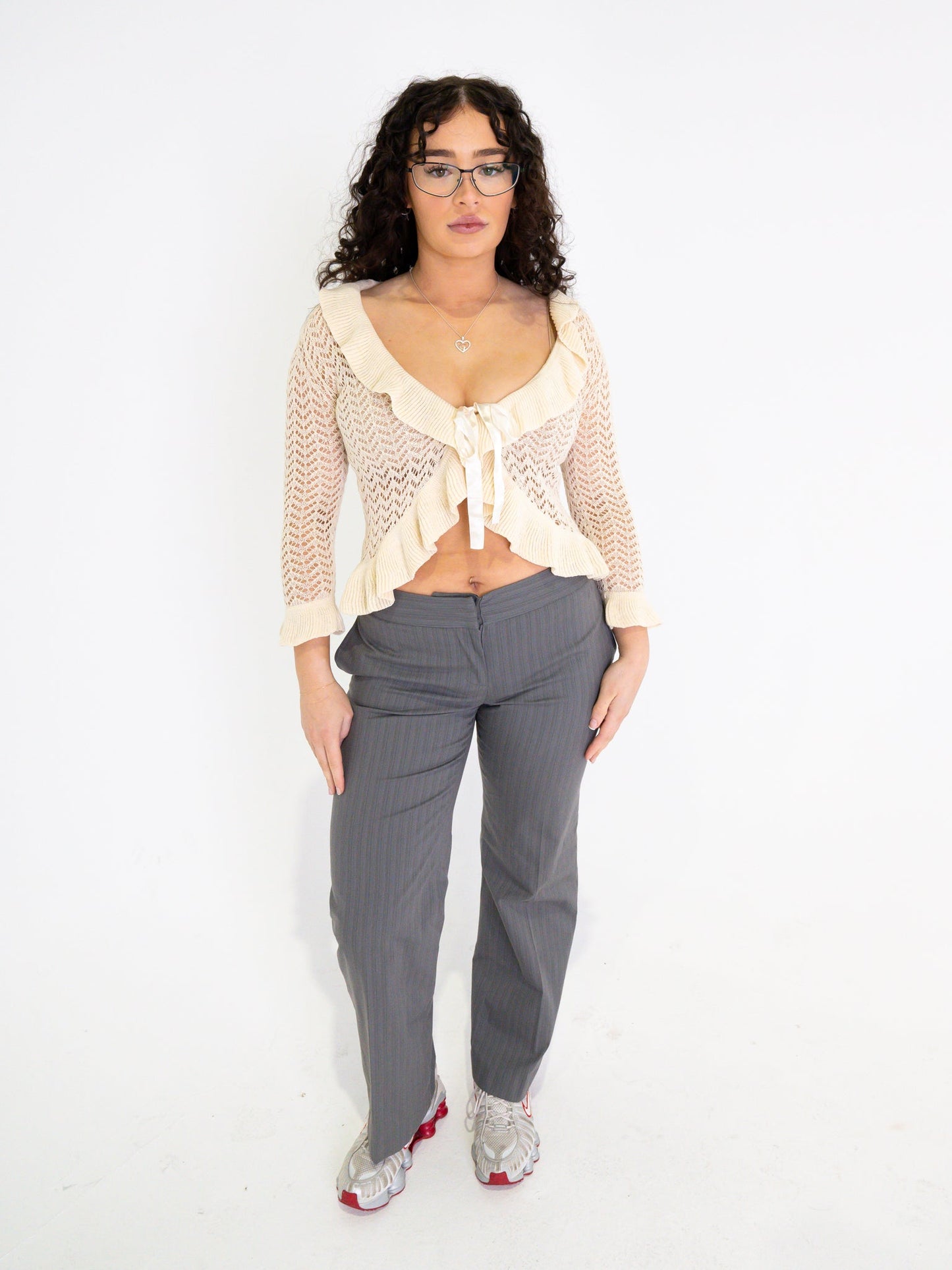 Vintage 00's Crochet Long Sleeve Top - S - Playground Vintage