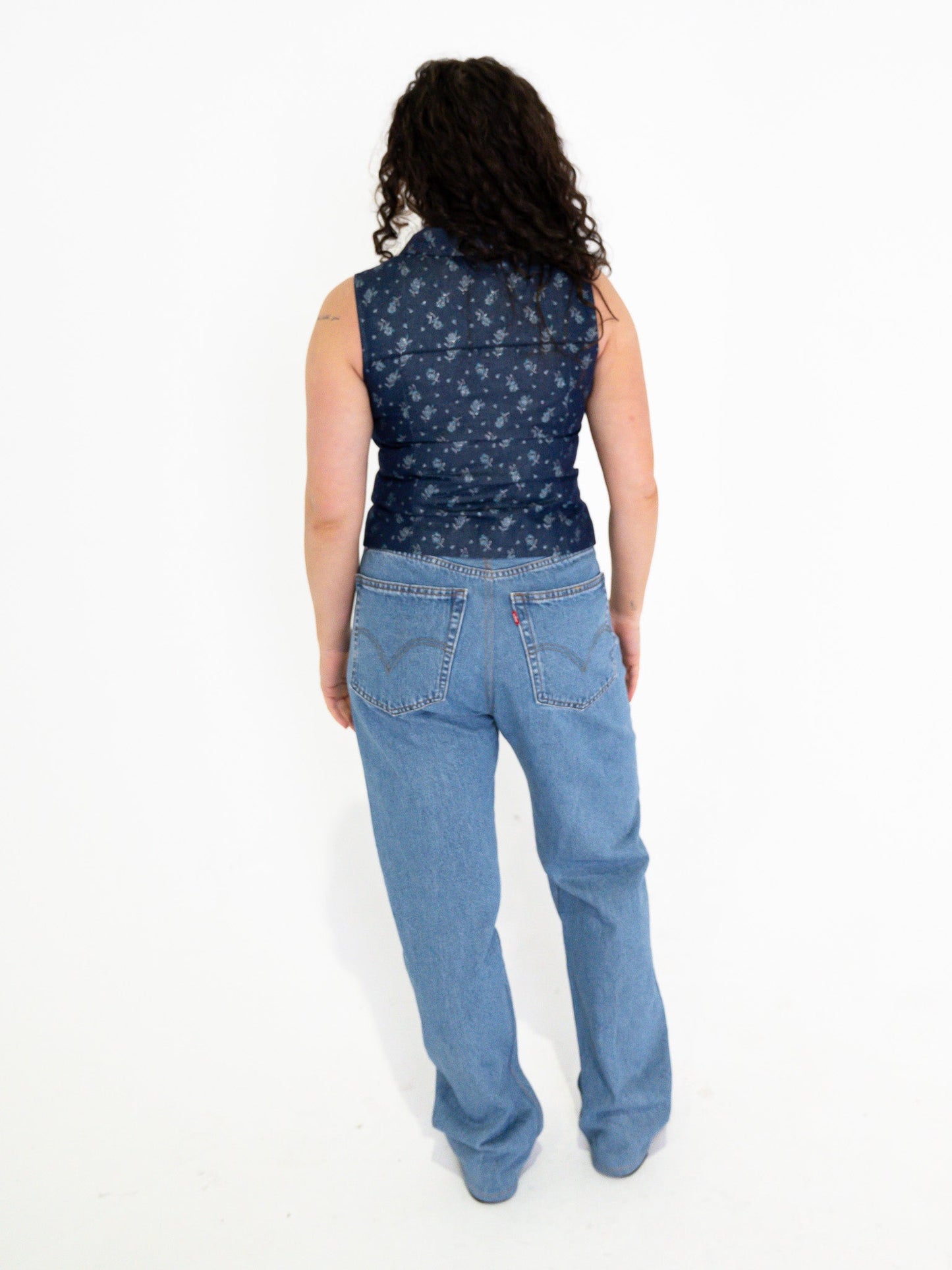 Vintage 00's Floral Blue Vest - M - Playground Vintage