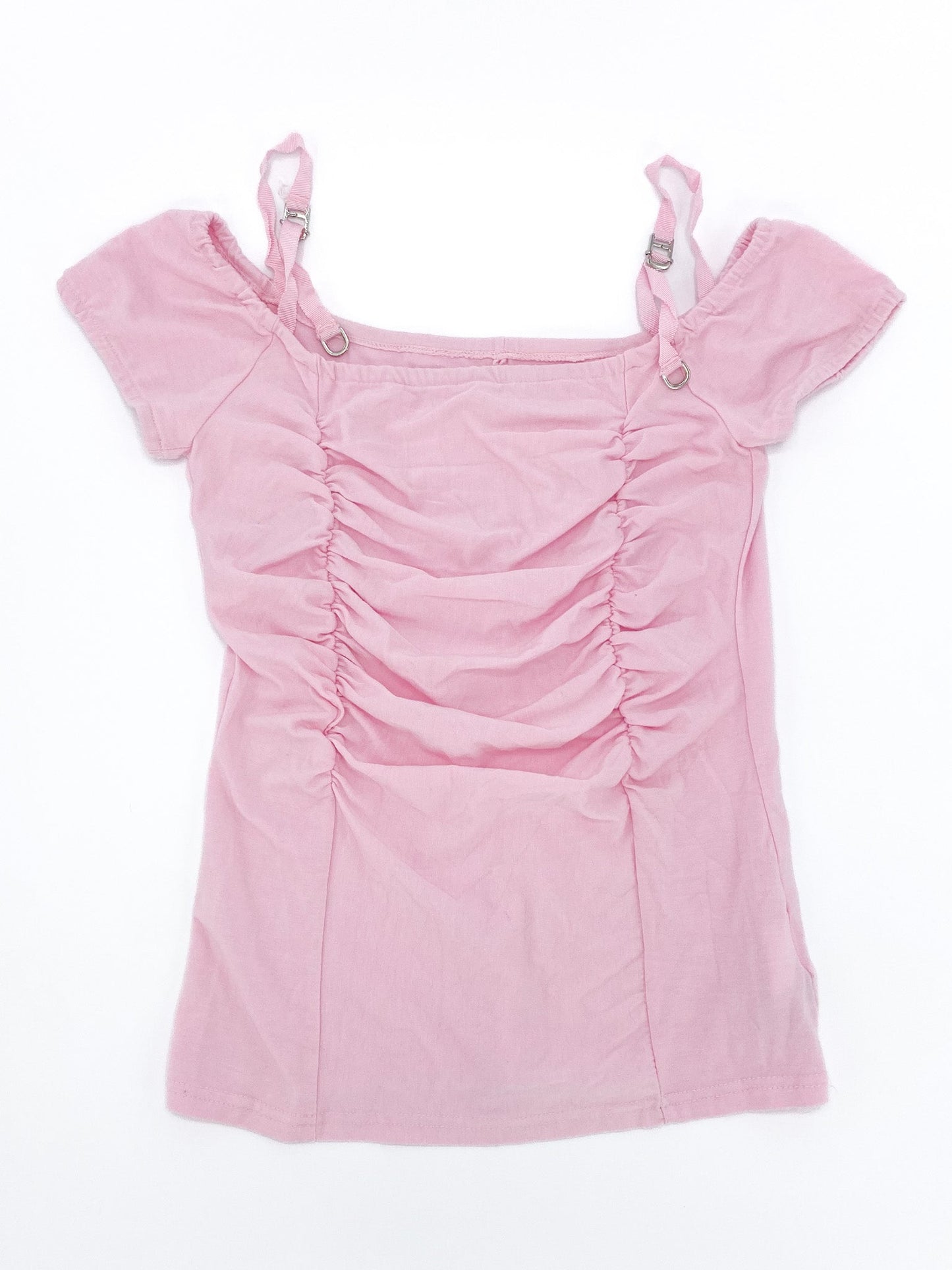 Vintage 00's Pink Off Shoulder Top - S - Playground Vintage