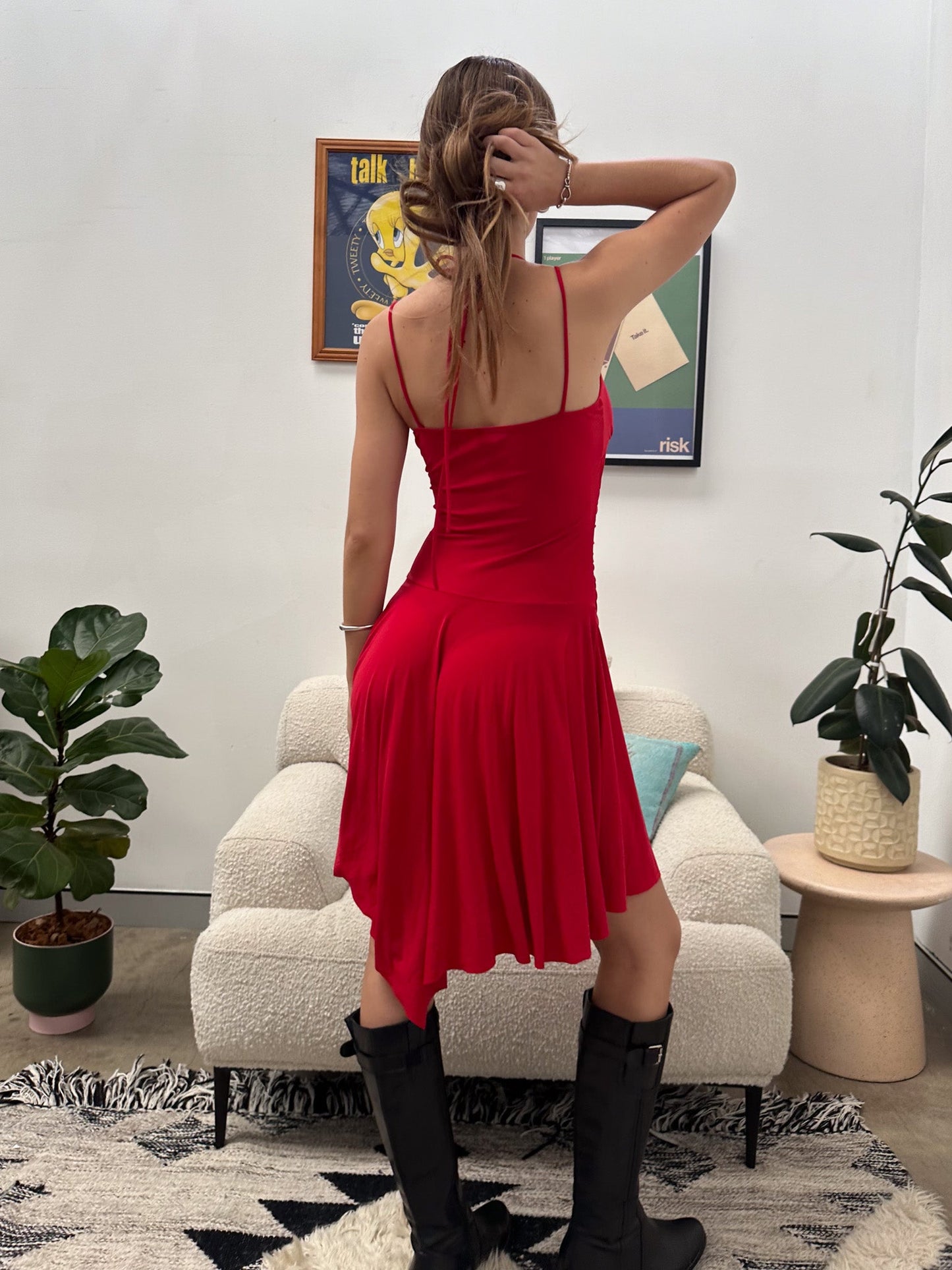 Vintage 00's Red/Black Lace Dress - S - Playground Vintage