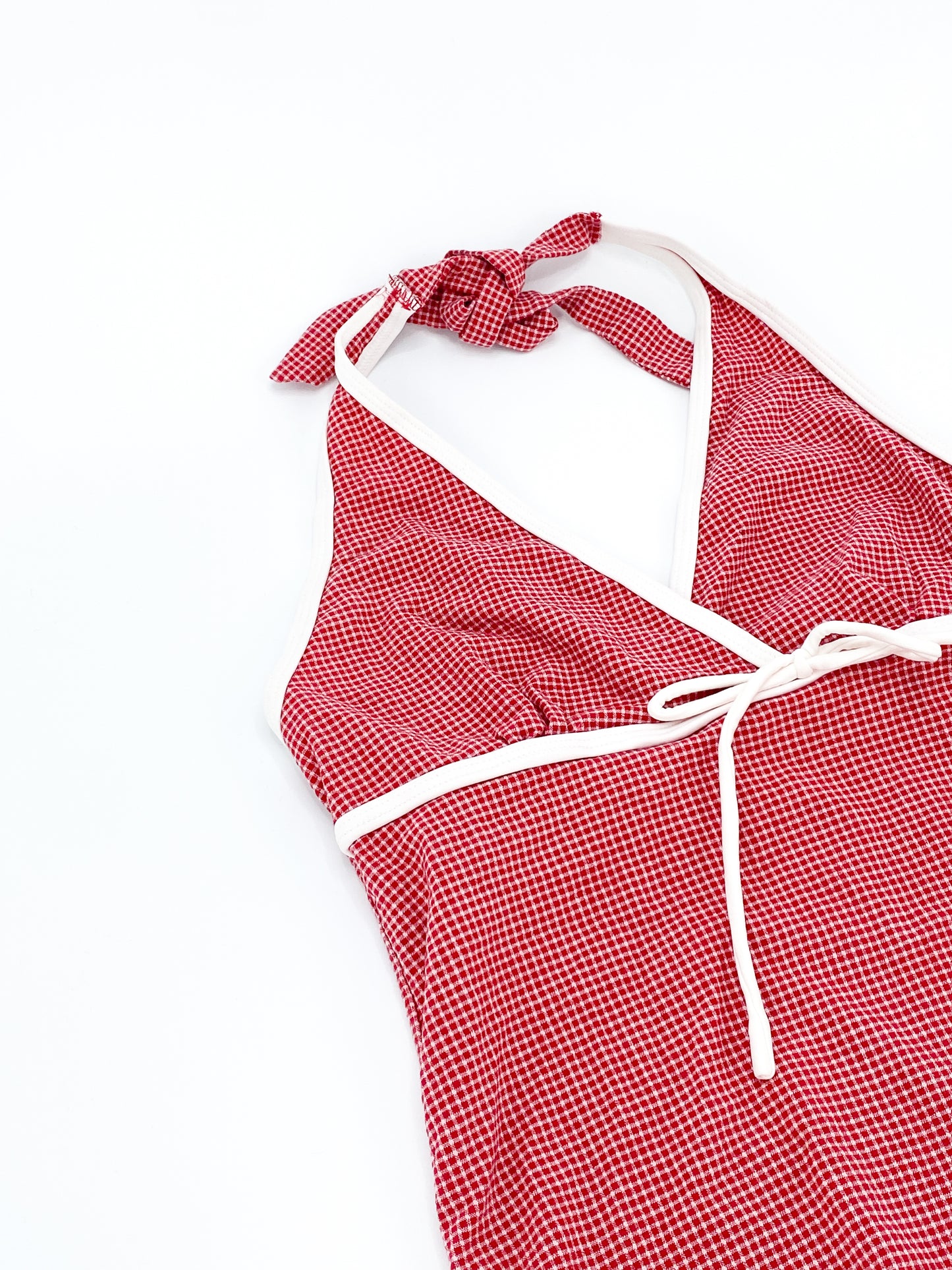 Vintage 2000's Cherry Red Checkered Halter Top - 10