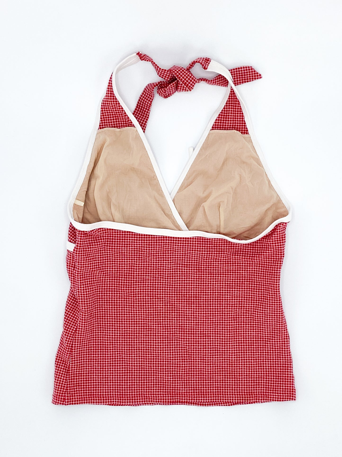Vintage 2000's Cherry Red Checkered Halter Top - 10