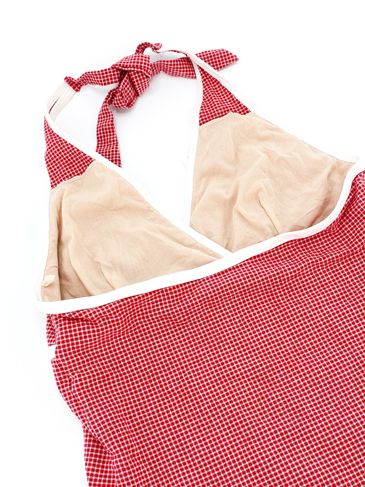 Vintage 2000's Cherry Red Checkered Halter Top - 10