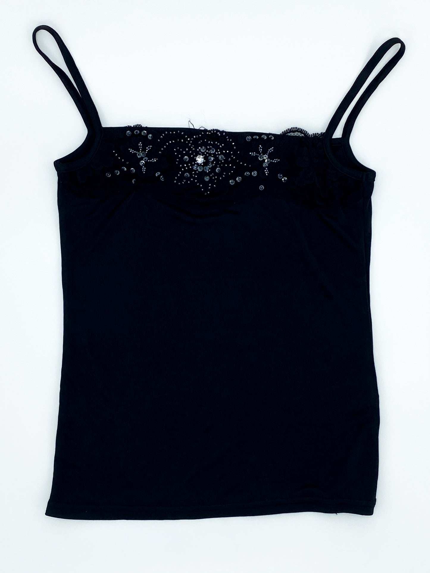 Vintage 2000's Black Sequin Michael Klein Paris Singlet Top - 8
