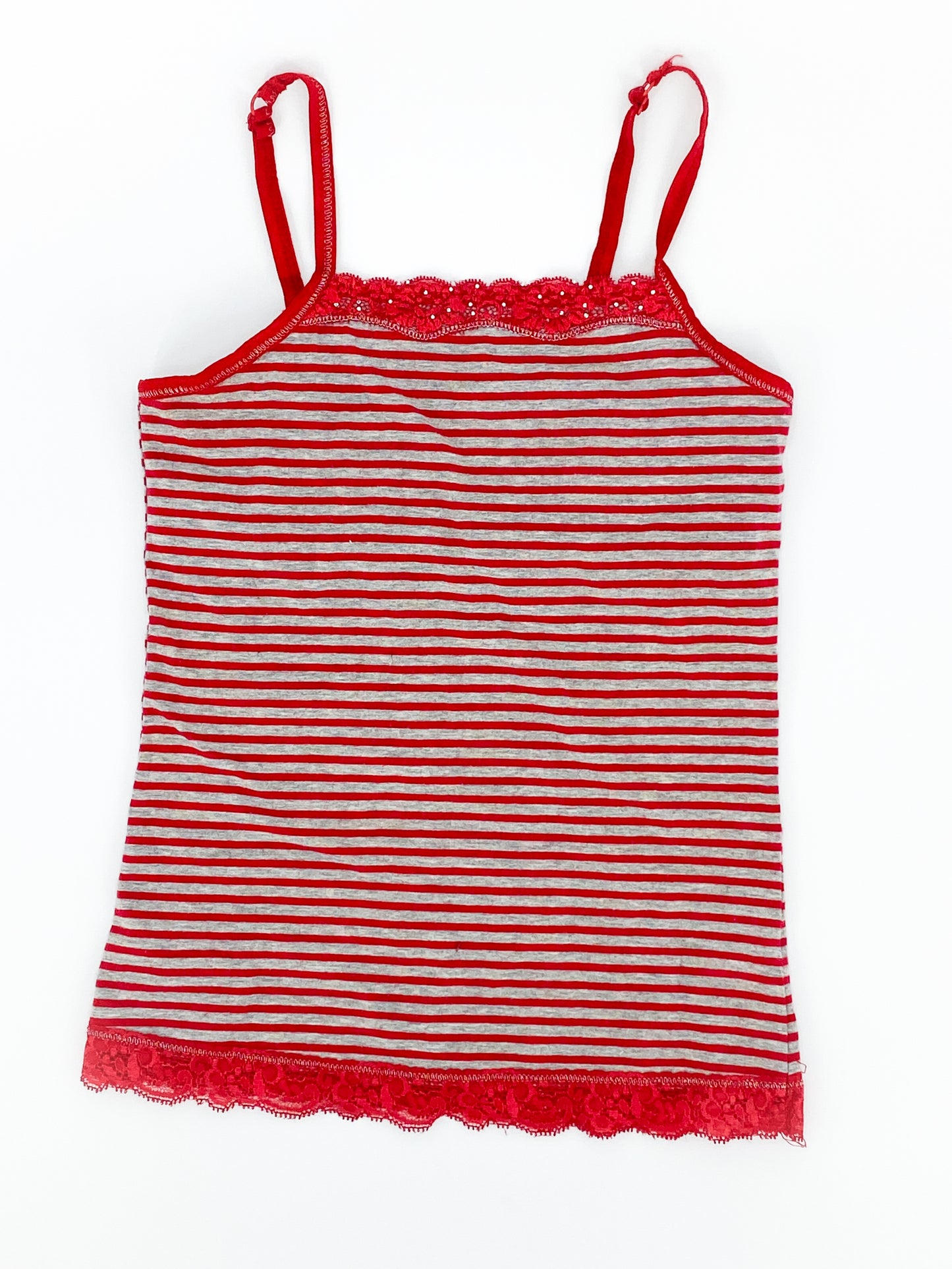 Vintage 2000's Red & Grey stripe Cami Top - 6/8