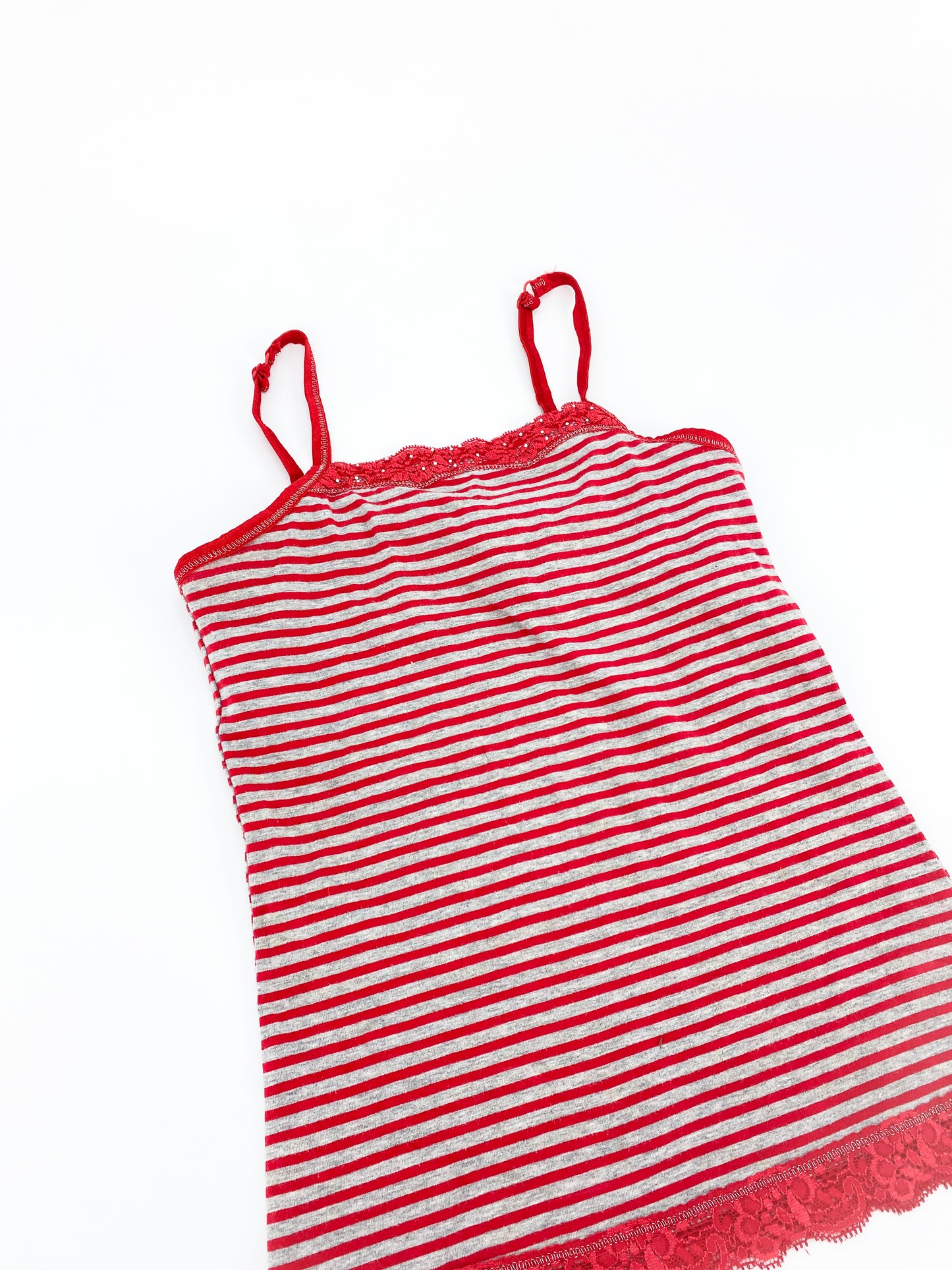 Vintage 2000's Red & Grey stripe Cami Top - 6/8