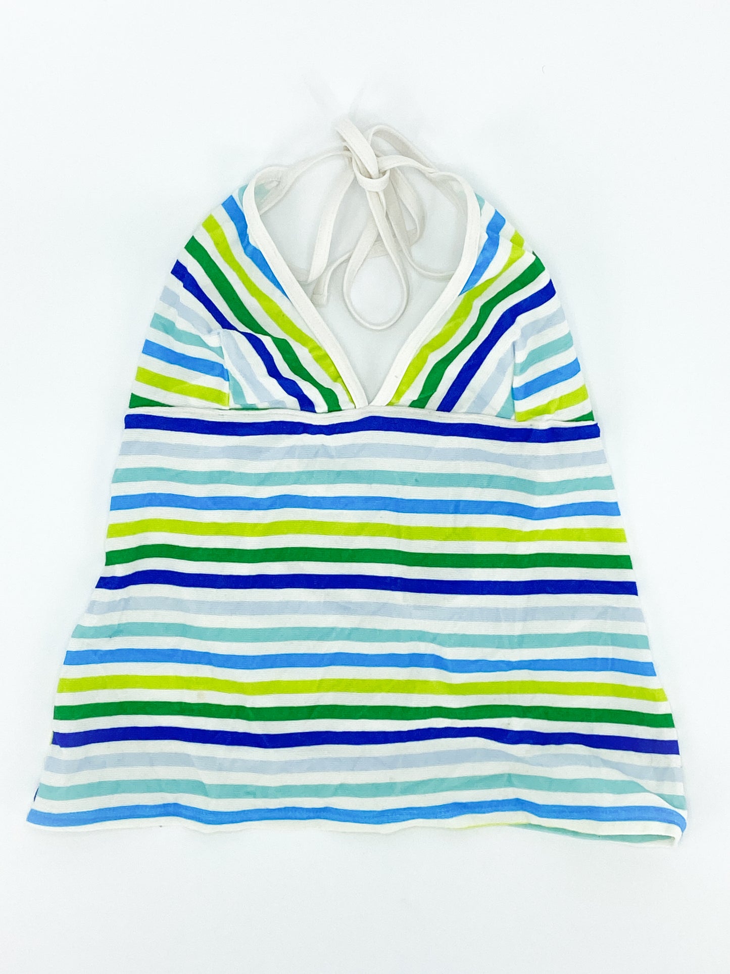 Vintage 2000's Blue & Green Halter Neck Top - 8