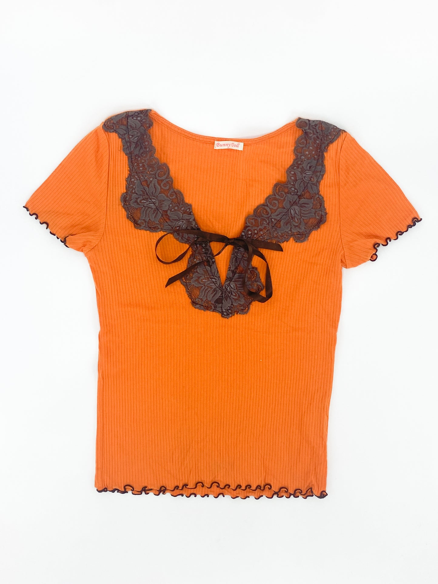 Vintage 2000's Orange Lace Top - 8/10