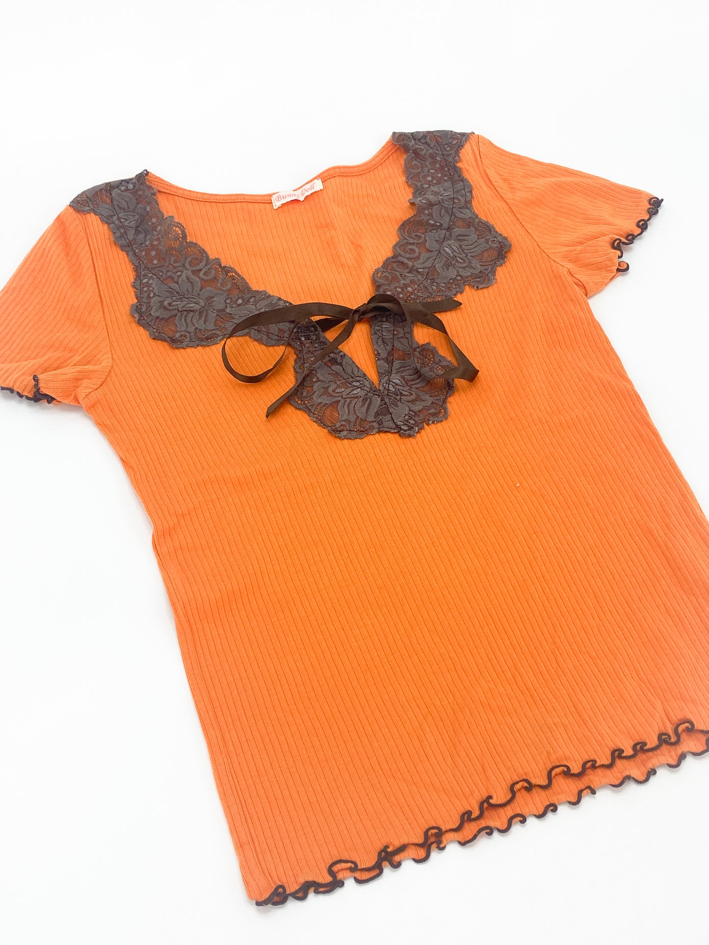 Vintage 2000's Orange Lace Top - 8/10