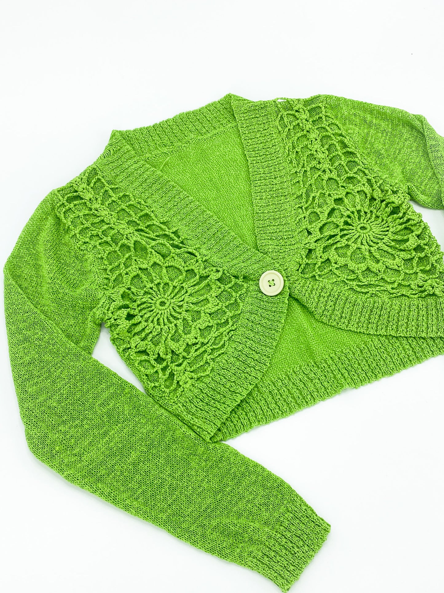 Vintage Green Crochet Cardigan - S