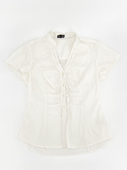Vintage 00's Express Stretch White Button Top S