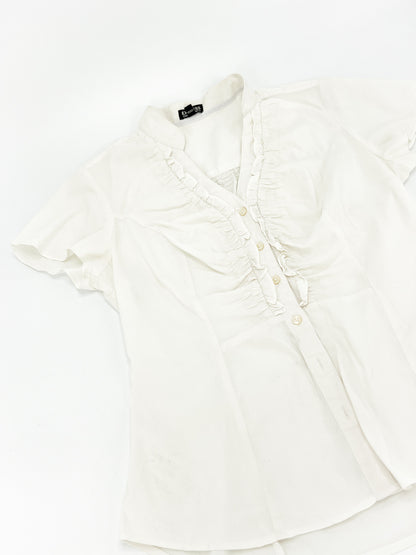 Vintage 00's Express Stretch White Button Top S
