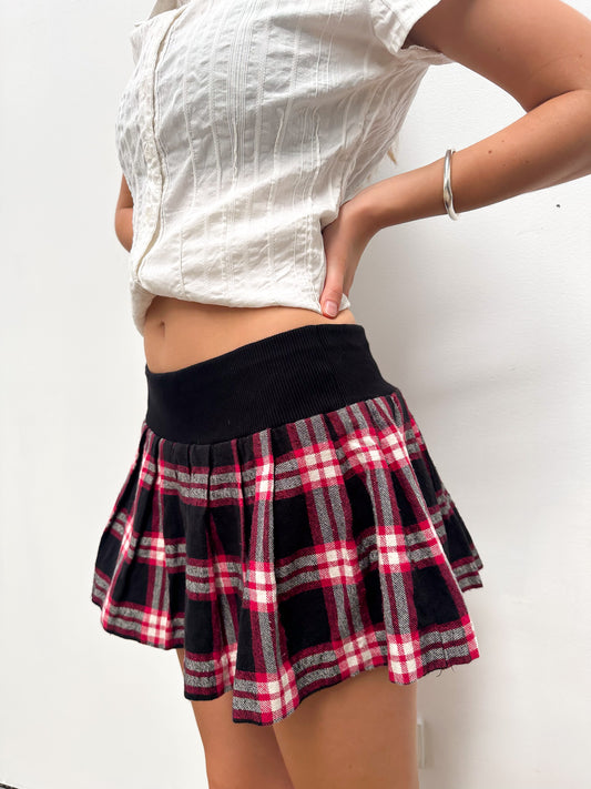 Vintage 00's Pink Tartan Mini Skirt - XS