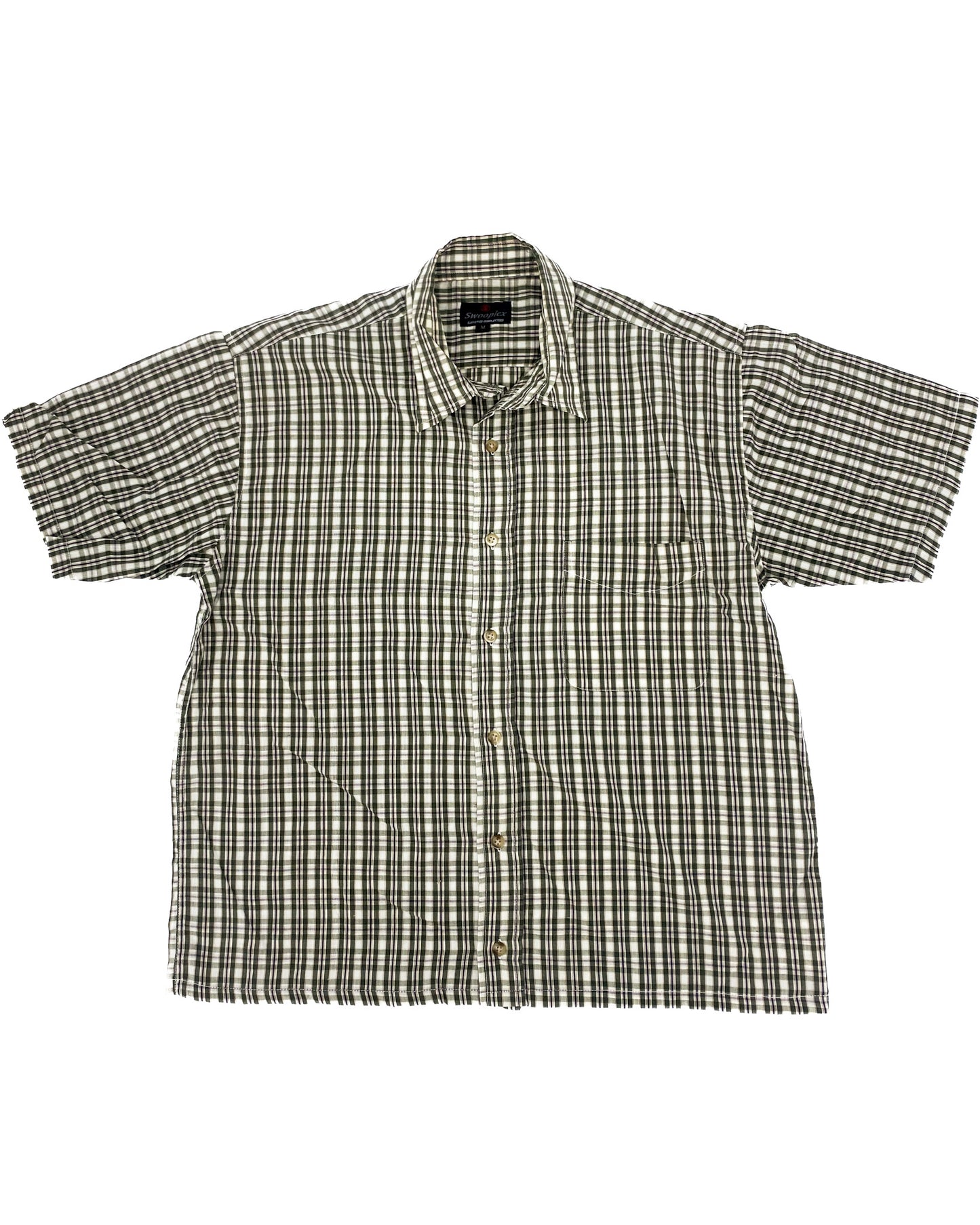 Vintage Green/White Checkered Shirt - M