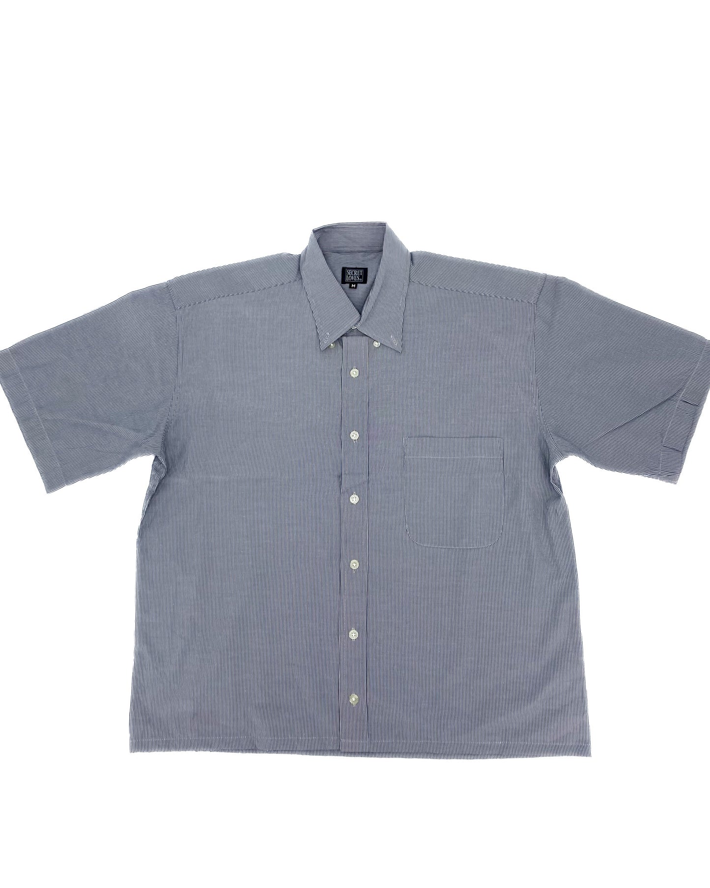 Vintage Blue/Grey Striped Shirt - M