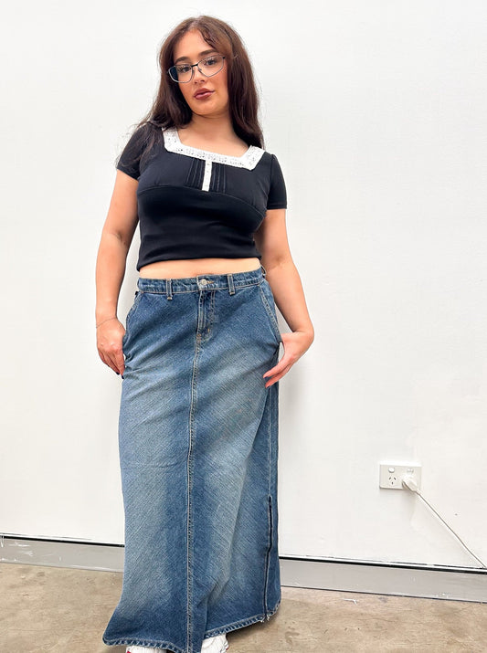 Vintage 00's Polo Jeans Denim Maxi Skirt - M