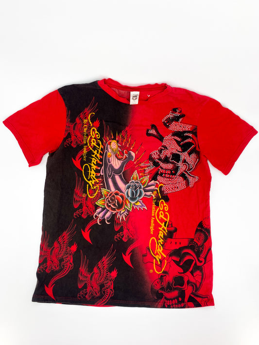 Vintage 00's Red Ed Hardy Tee - XL