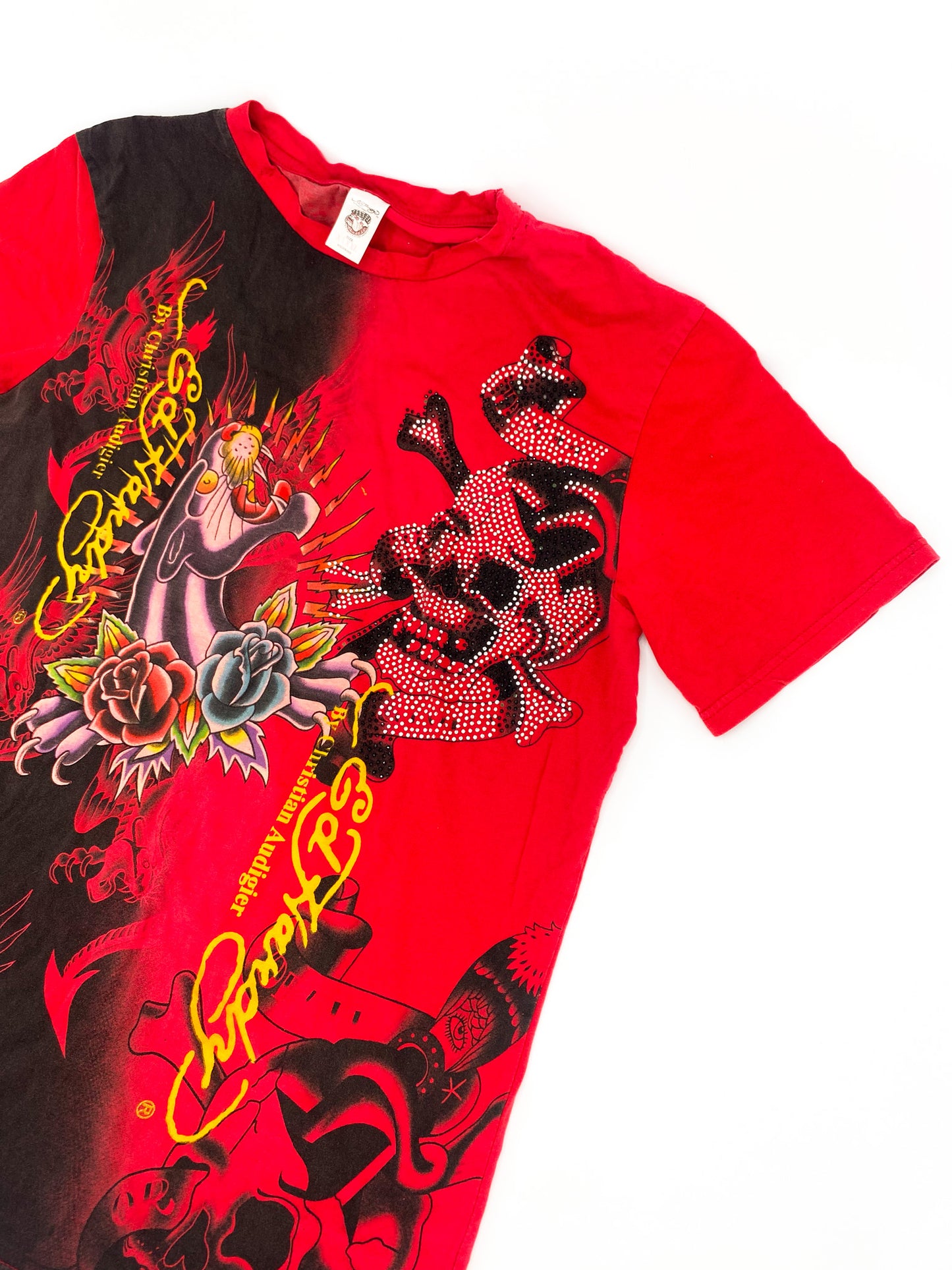 Vintage 00's Red Ed Hardy Tee - XL
