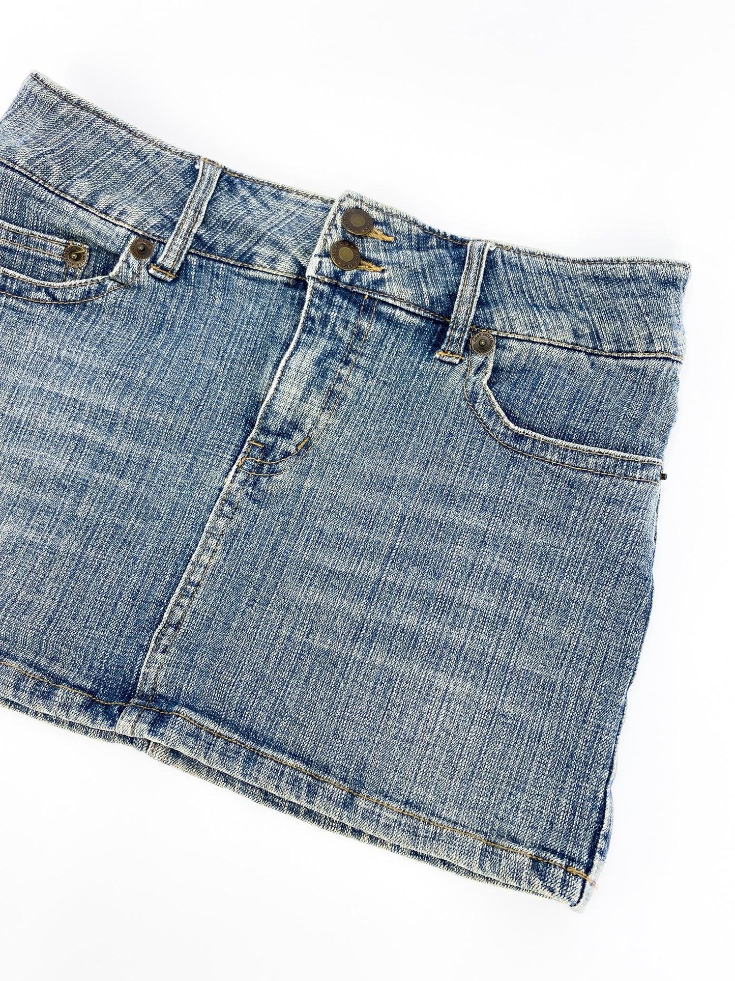 Vintage 00's Light Wash Denim Mini Skirt - S