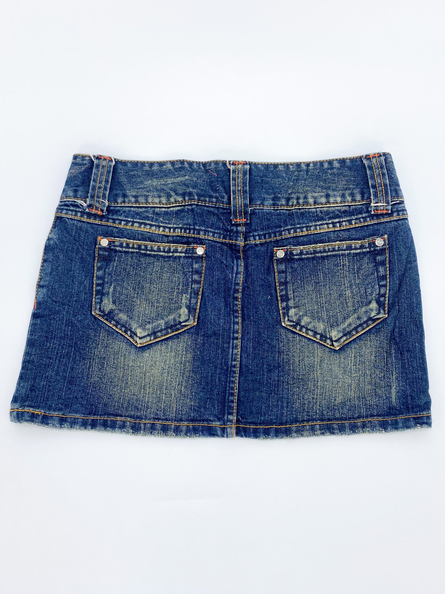 Vintage 00's Embroidered Heart Denim Mini Skirt - S