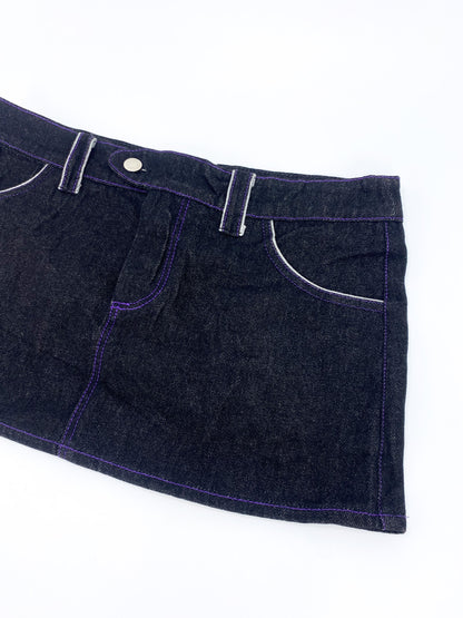 Vintage 00's Black/Purple Mini Skirt  - M