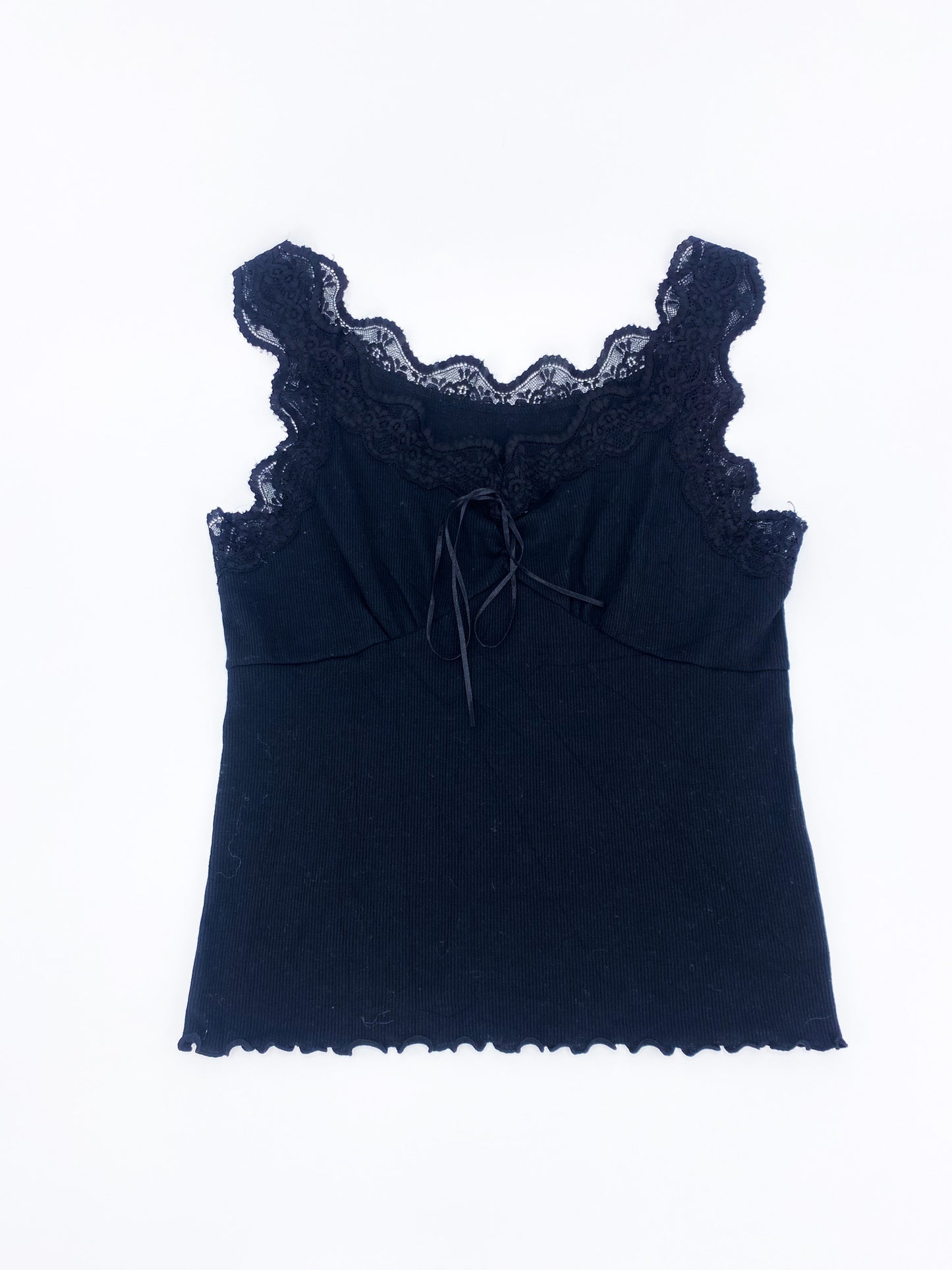 Vintage 00's Black Lace Singlet - S