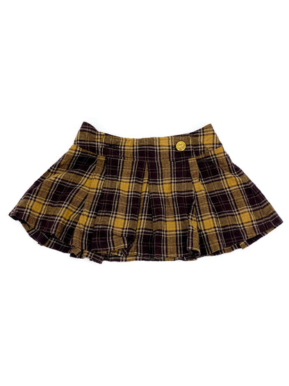 Vintage 00's Brown/Mustard Tartan Mini Skirt  - M