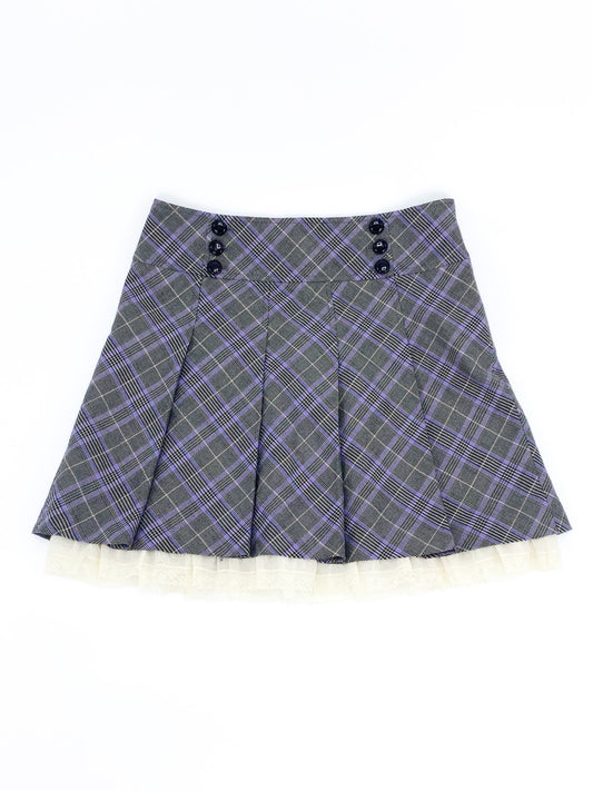 Vintage 00's Purple Tartan Mini Skirt  - M