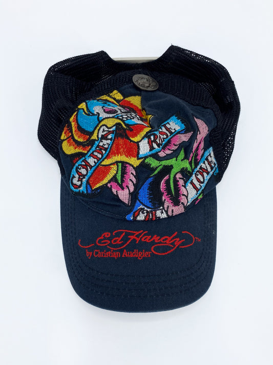 Vintage Black Ed Hardy Trucker Hat