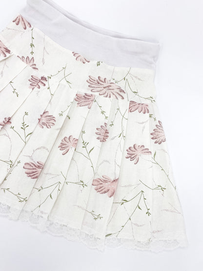 Vintage 00's Floral Design Pleat Midi Skirt - M