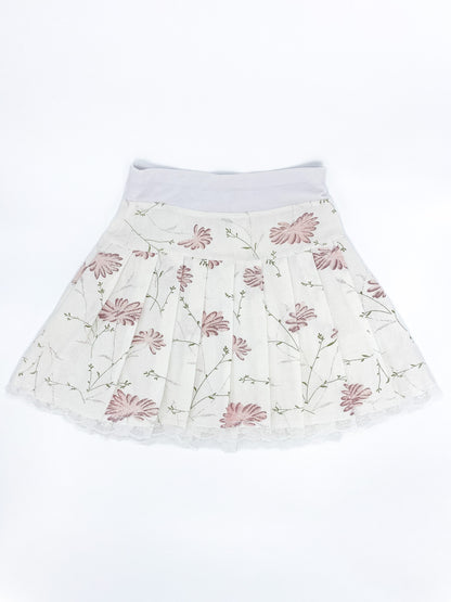 Vintage 00's Floral Design Pleat Midi Skirt - M
