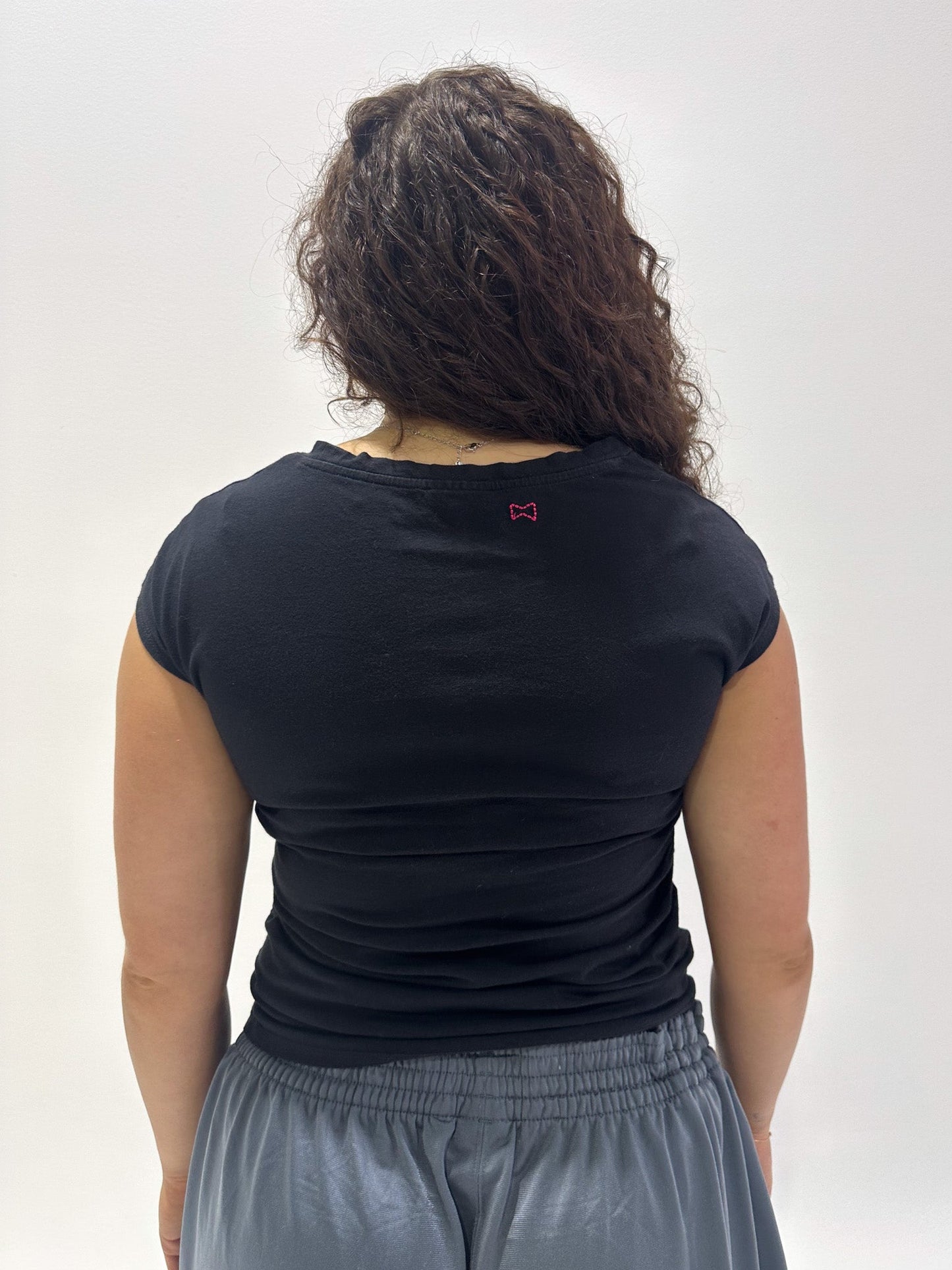 Vintage 00's Black Butterfly Top - M - Playground Vintage