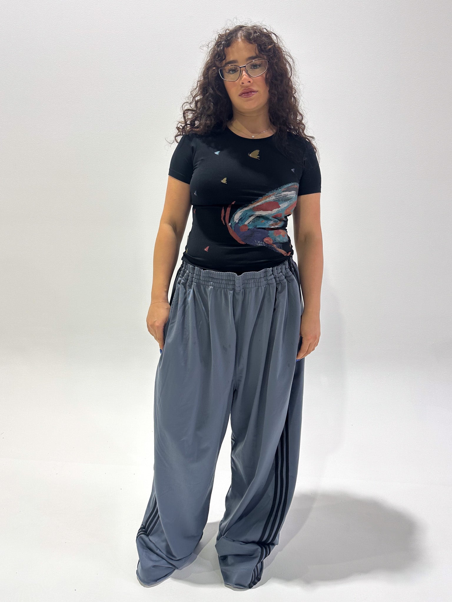 Vintage 00's Black Butterfly Top - M - Playground Vintage