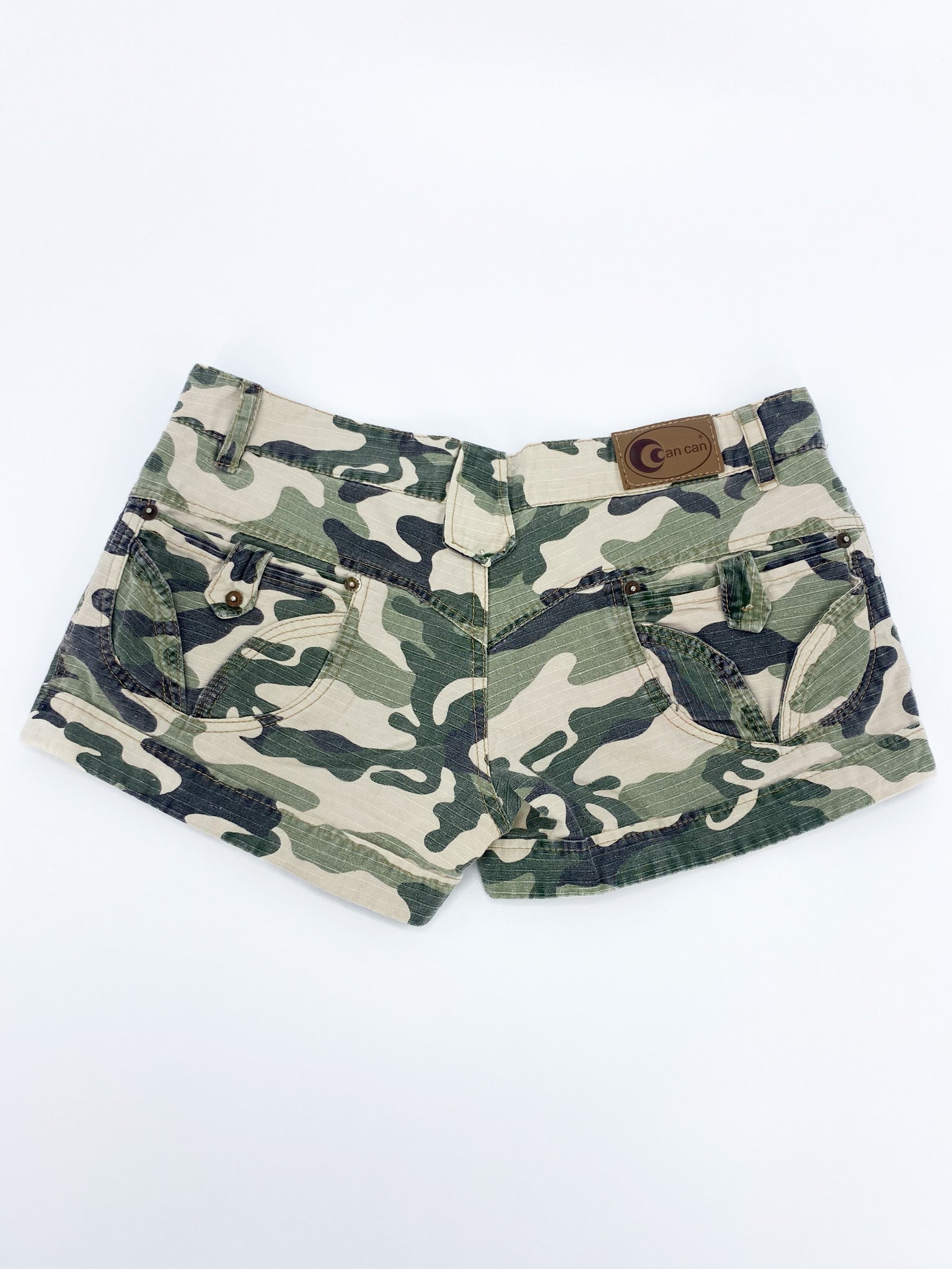 Vintage 00's Camo Micro Shorts - S - Playground Vintage