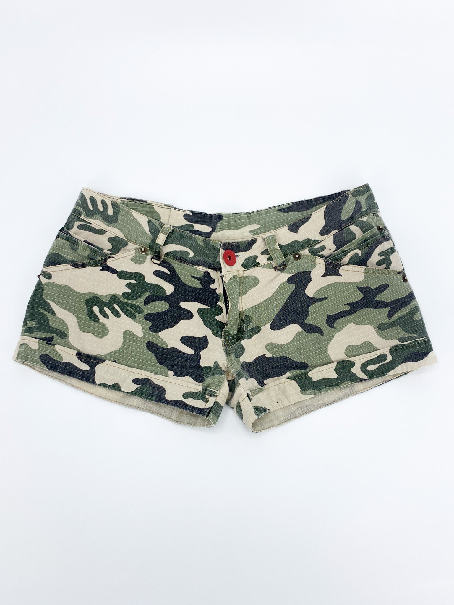 Vintage 00's Camo Micro Shorts - S - Playground Vintage