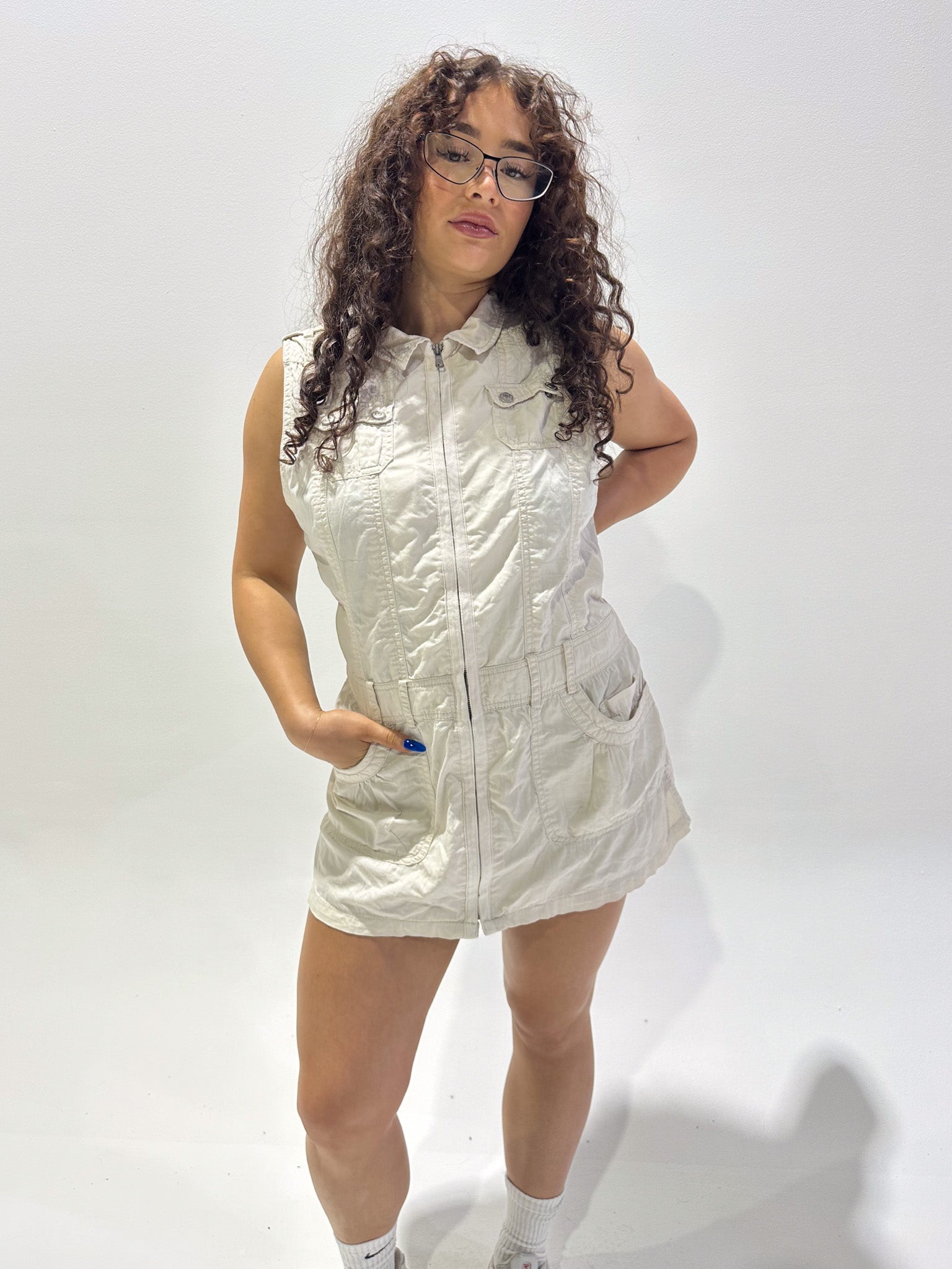 Vintage 00's Cream Midi Tank Dress - M - Playground Vintage