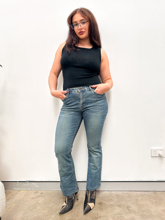 Vintage 00's Flared Denim Jeans - M - Playground Vintage