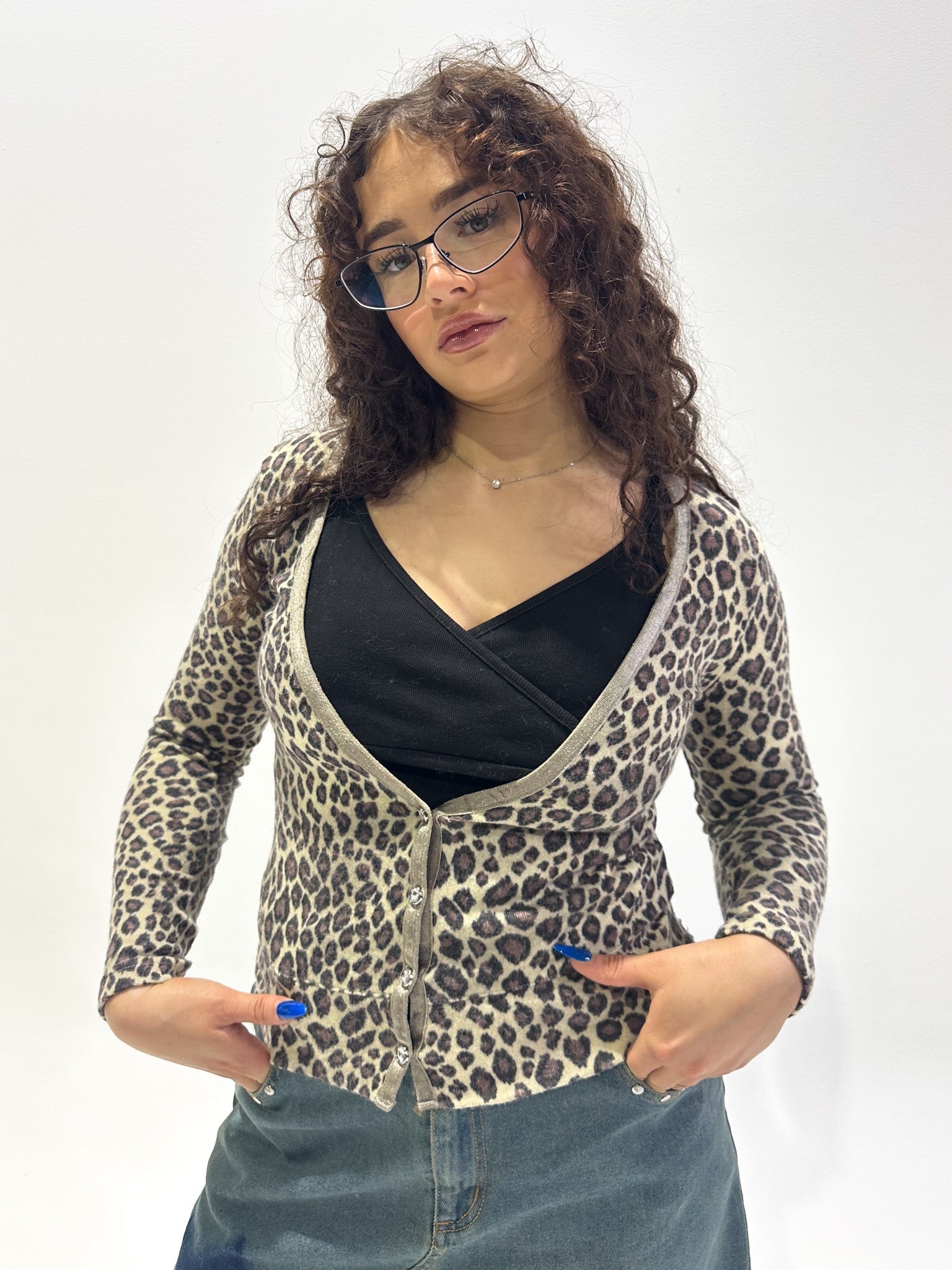 Vintage 00's Leopard Print Cardigan - S - Playground Vintage