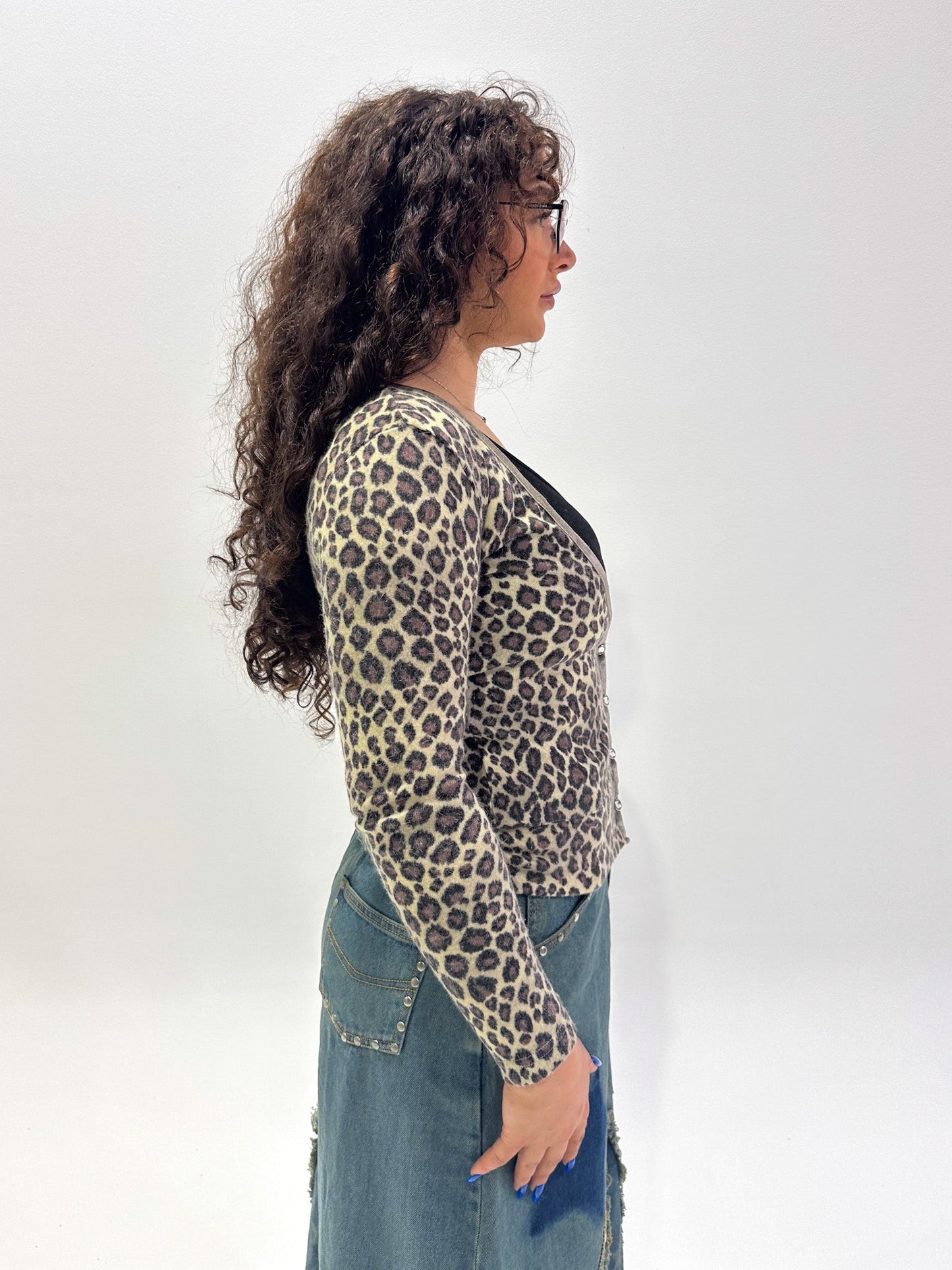 Vintage 00's Leopard Print Cardigan - S - Playground Vintage