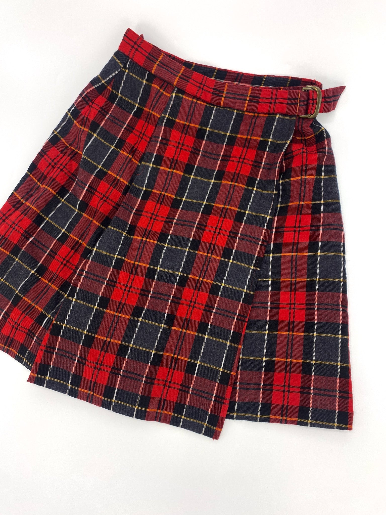 Vintage 00's Red Tartan High - Waisted Pleated Mini Skirt - S - Playground Vintage