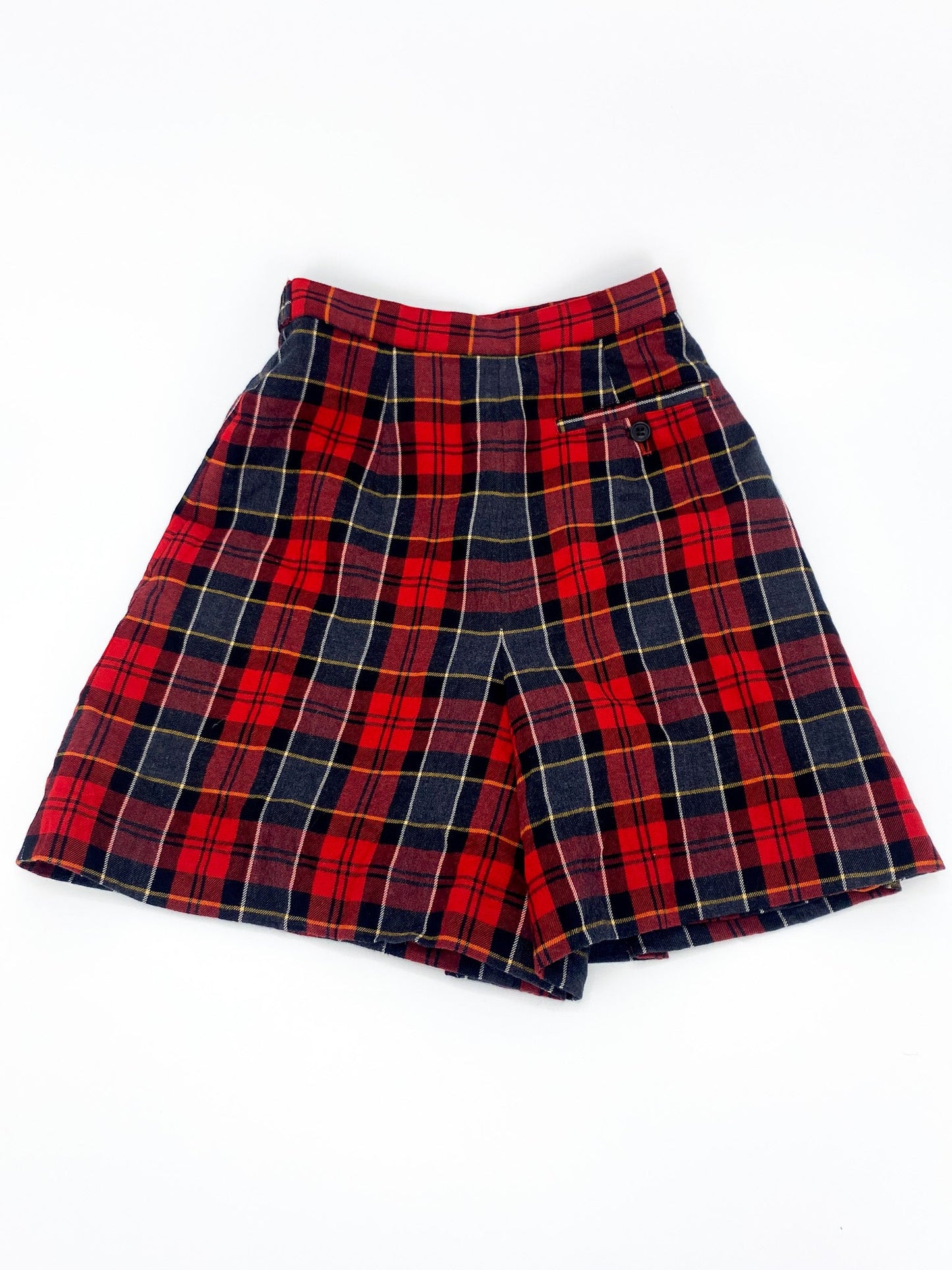 Vintage 00's Red Tartan High - Waisted Pleated Mini Skirt - S - Playground Vintage