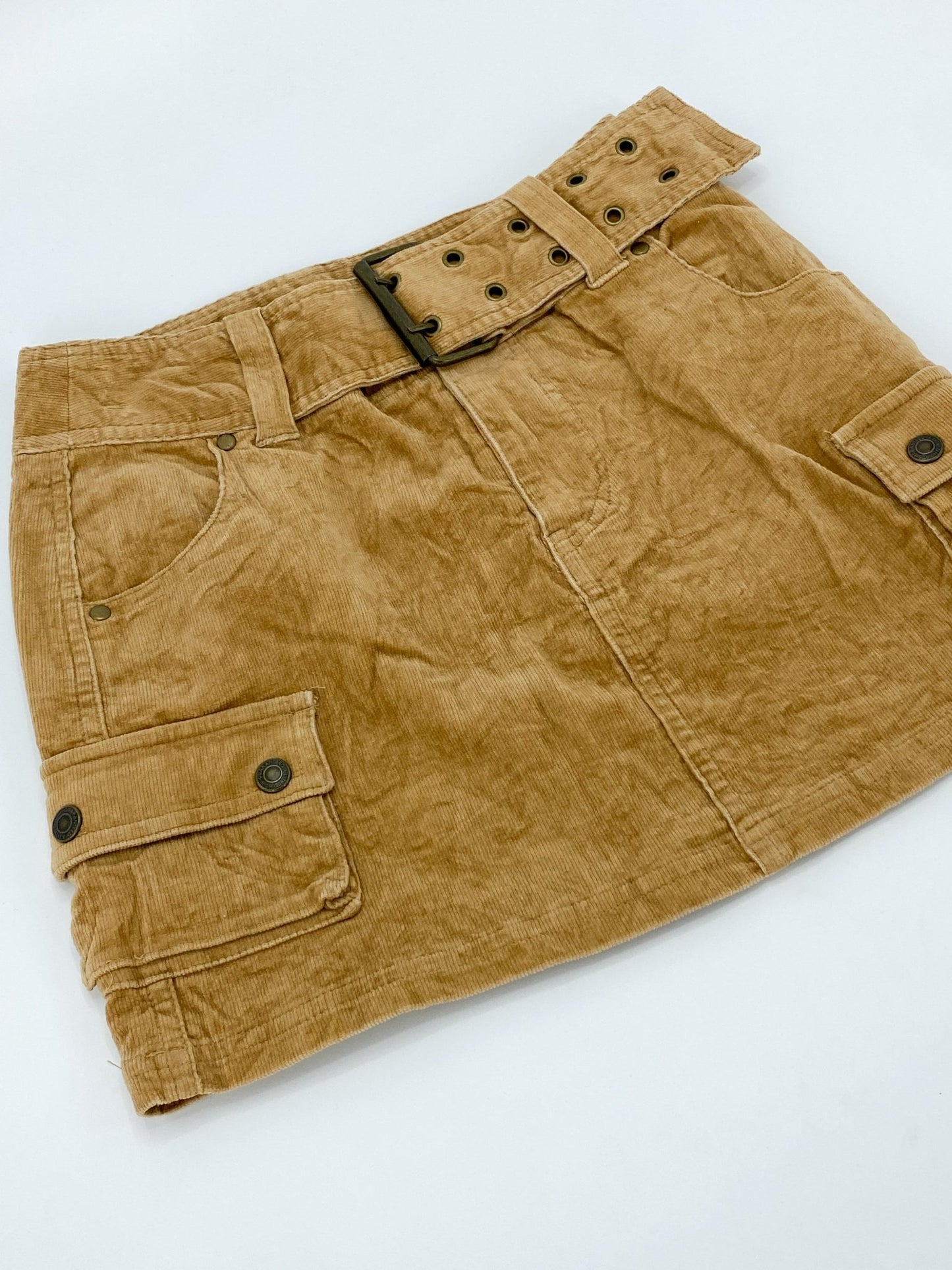 Vintage 2000's Cord Belted Mini Skirt - S - Playground Vintage
