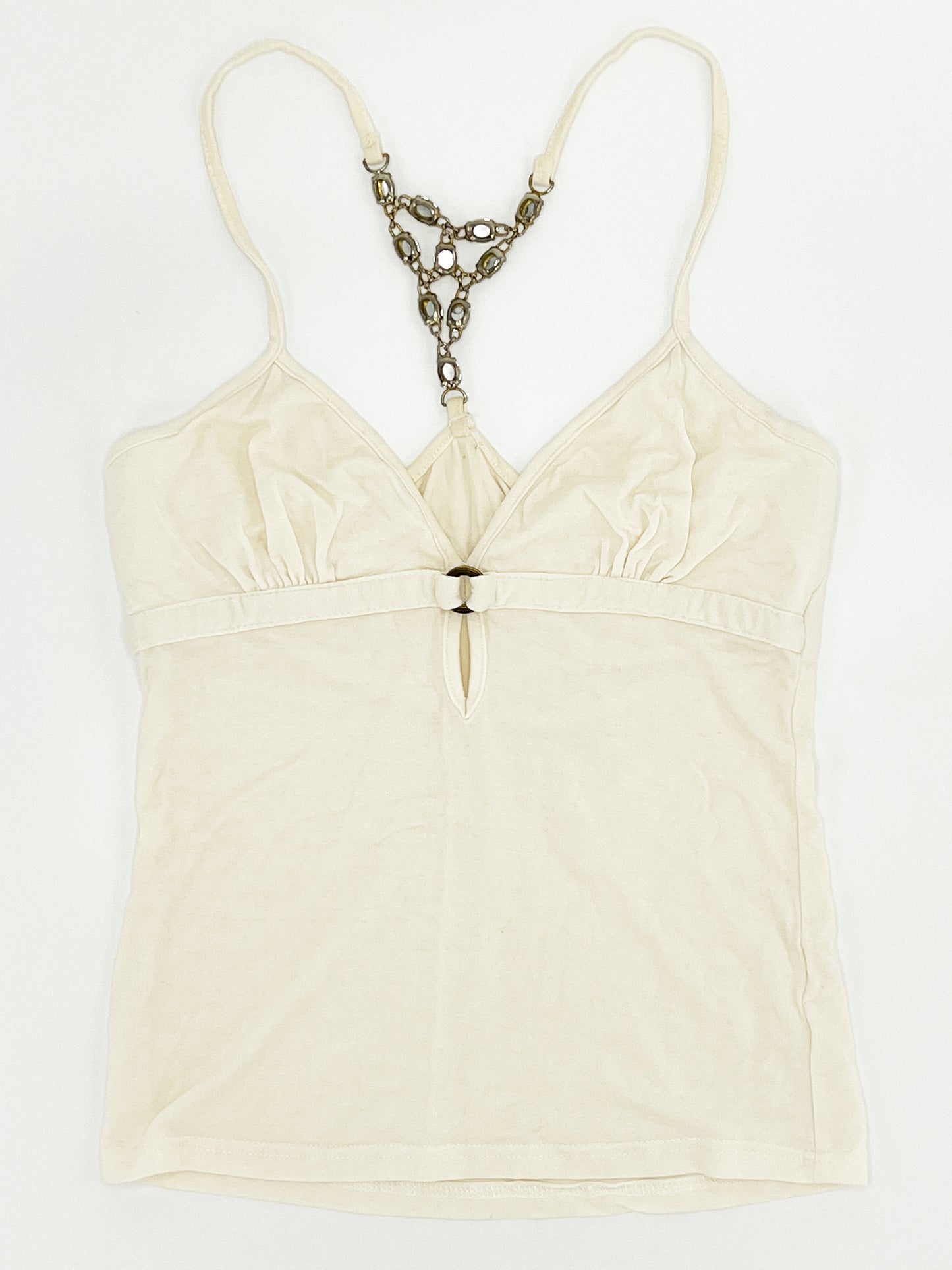 Vintage 00's White Jewelled Cami Top 8