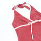 Vintage 2000's Cherry Red Checkered Halter Top - 10