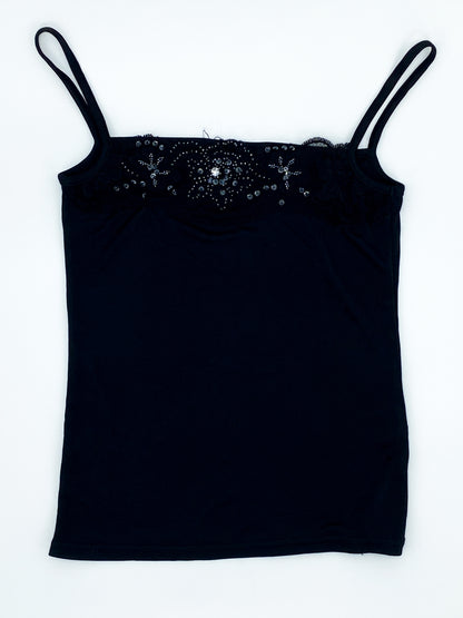 Vintage 2000's Black Sequin Michael Klein Paris Singlet Top - 8