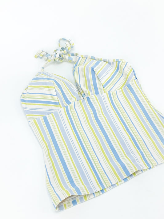 Vintage 2000's Blue & Green Halter Tankini Top - 10