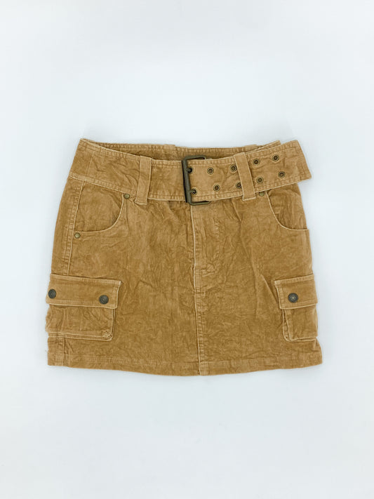 Vintage 2000's Cord Belted Mini Skirt - 8